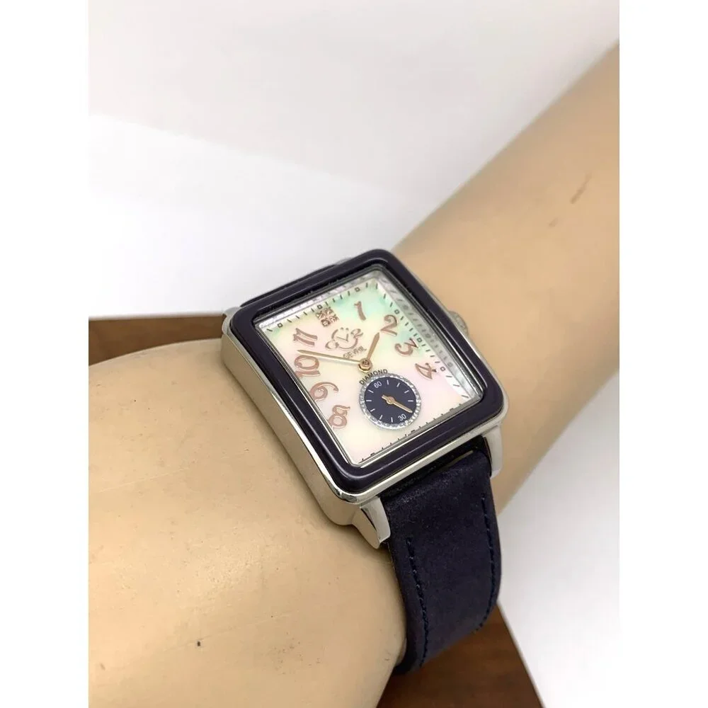 GV2 by Gevril Women's Watch 9260 Swiss Quartz Mother of Pearl Dial Blue Leather